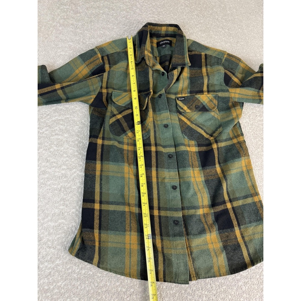Brixton Shirt Mens Medium Green Plaid Flannel Long Sleeve Button Up Casual - Picture 3 of 7